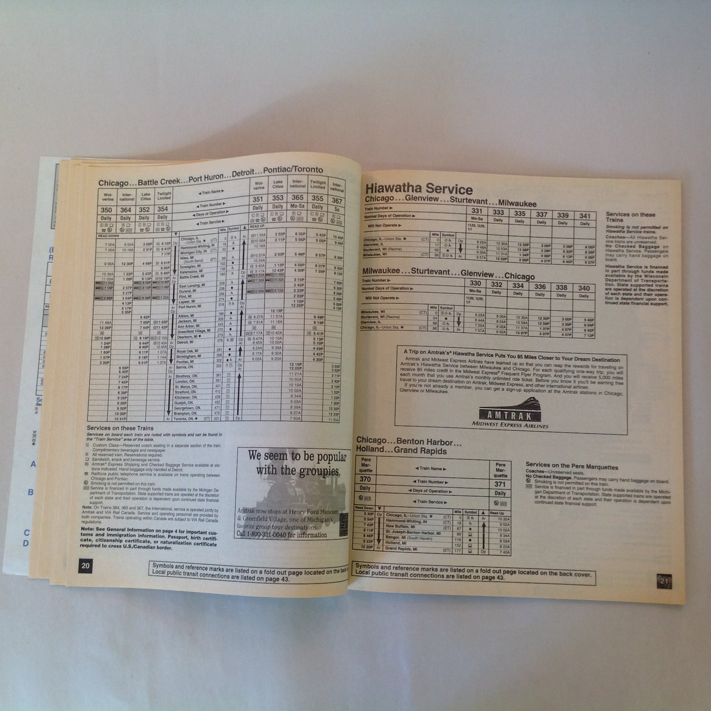 Vintage Fall/Winter 1995 Amtrak National Timetable Train Railroad Schedule Route
