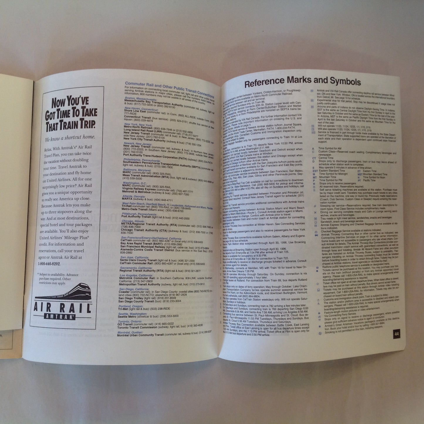 Vintage Fall/Winter 1995 Amtrak National Timetable Train Railroad Schedule Route