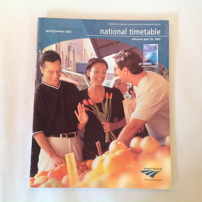 Vintage Spring/Summer 2002 Amtrak National Timetable Train Railroad Schedule Map
