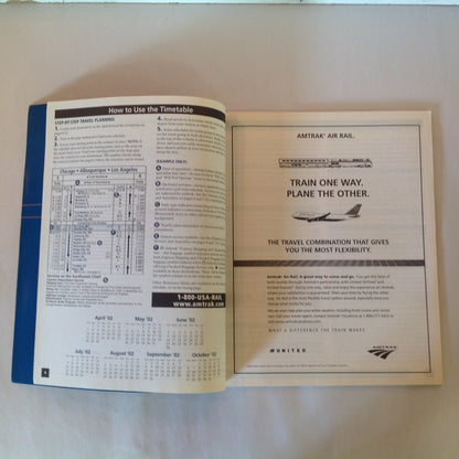 Vintage Spring/Summer 2002 Amtrak National Timetable Train Railroad Schedule Map
