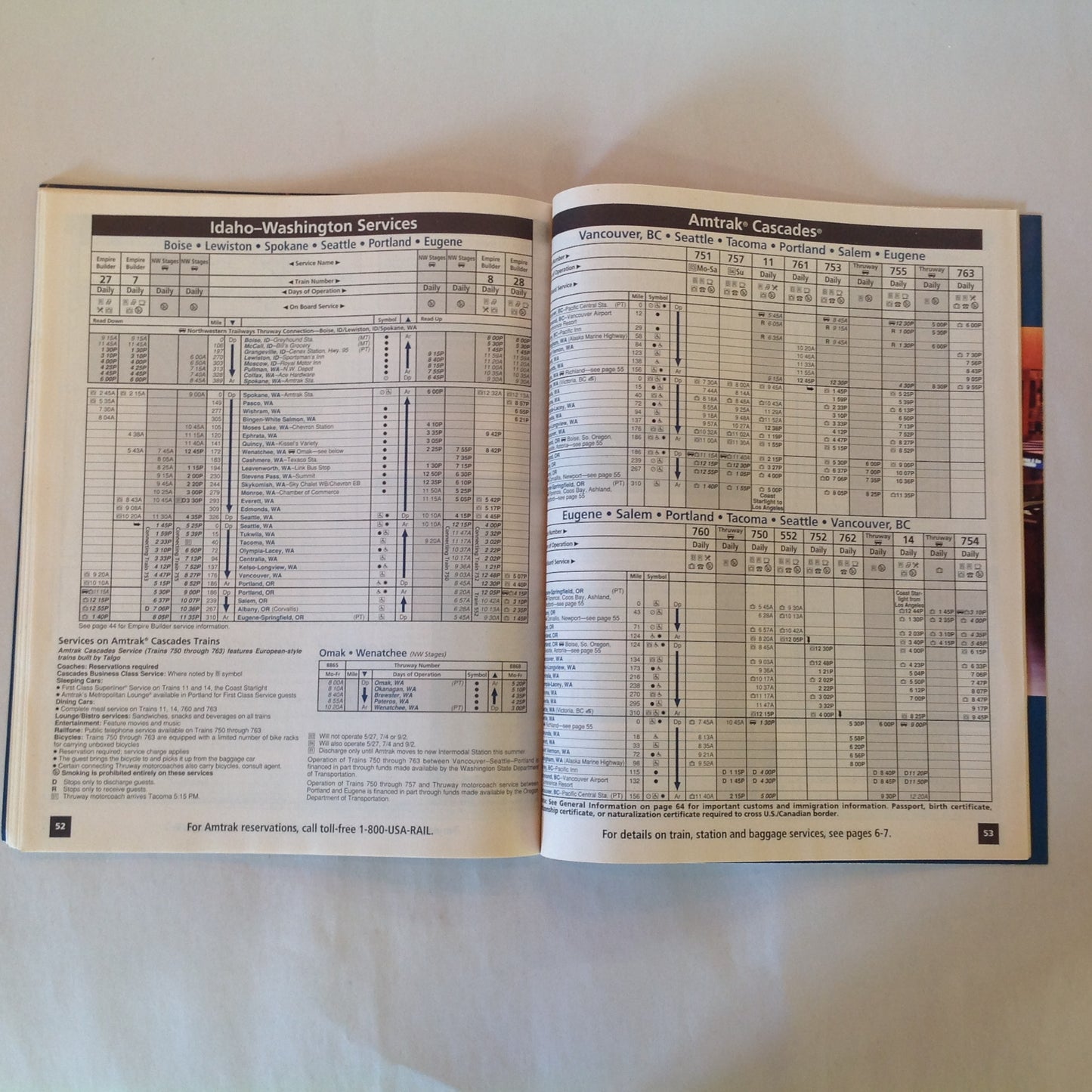 Vintage Spring/Summer 2002 Amtrak National Timetable Train Railroad Schedule Map