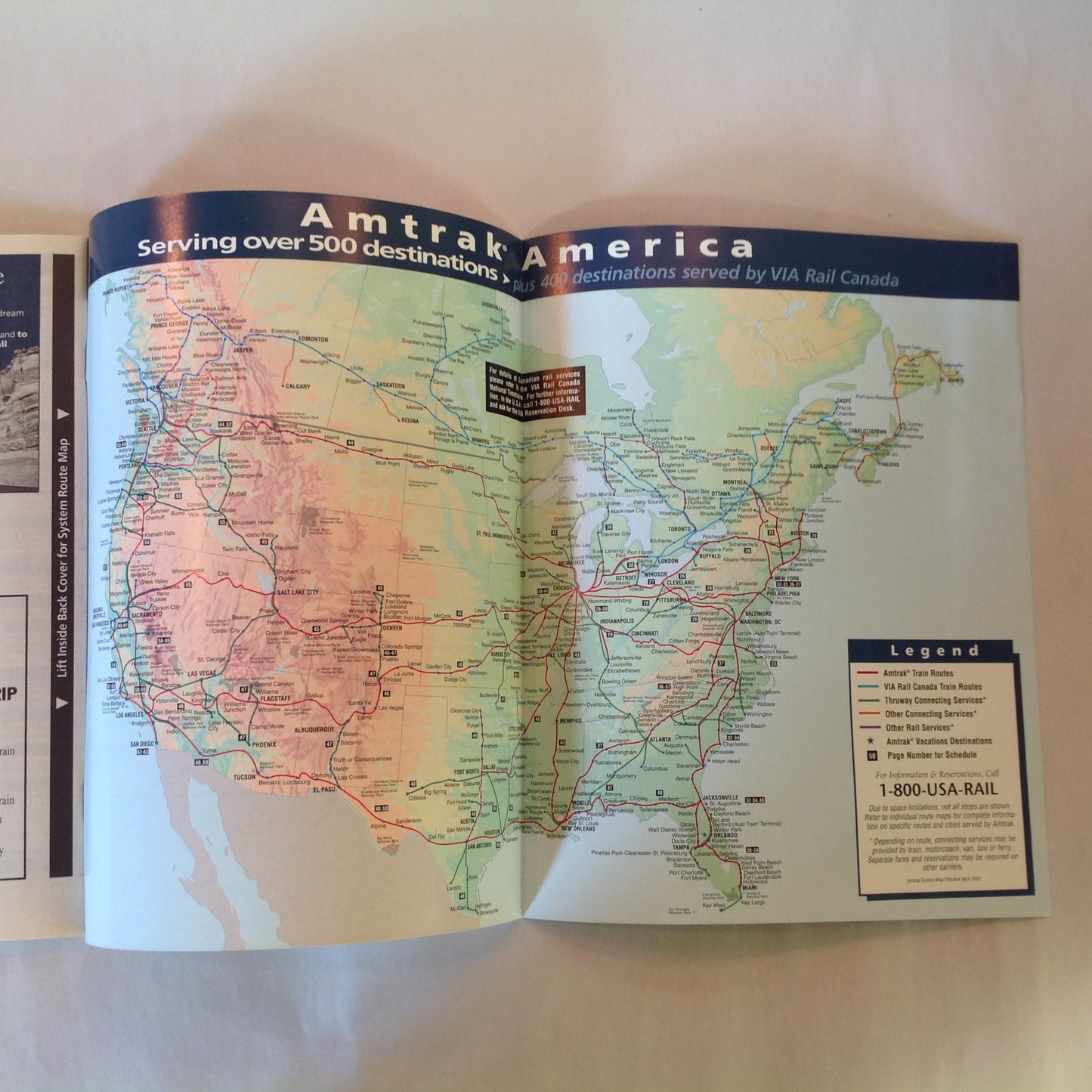 Vintage Spring/Summer 2002 Amtrak National Timetable Train Railroad Schedule Map