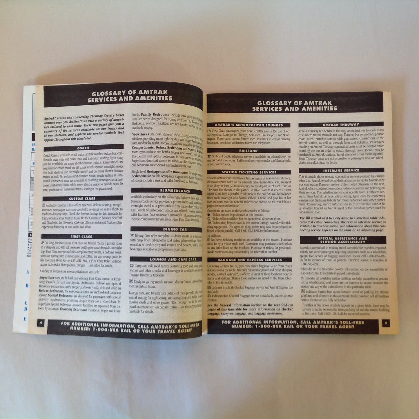 Vintage Spring/Summer 1996 Amtrak National Timetable Travel Agent Train Schedule