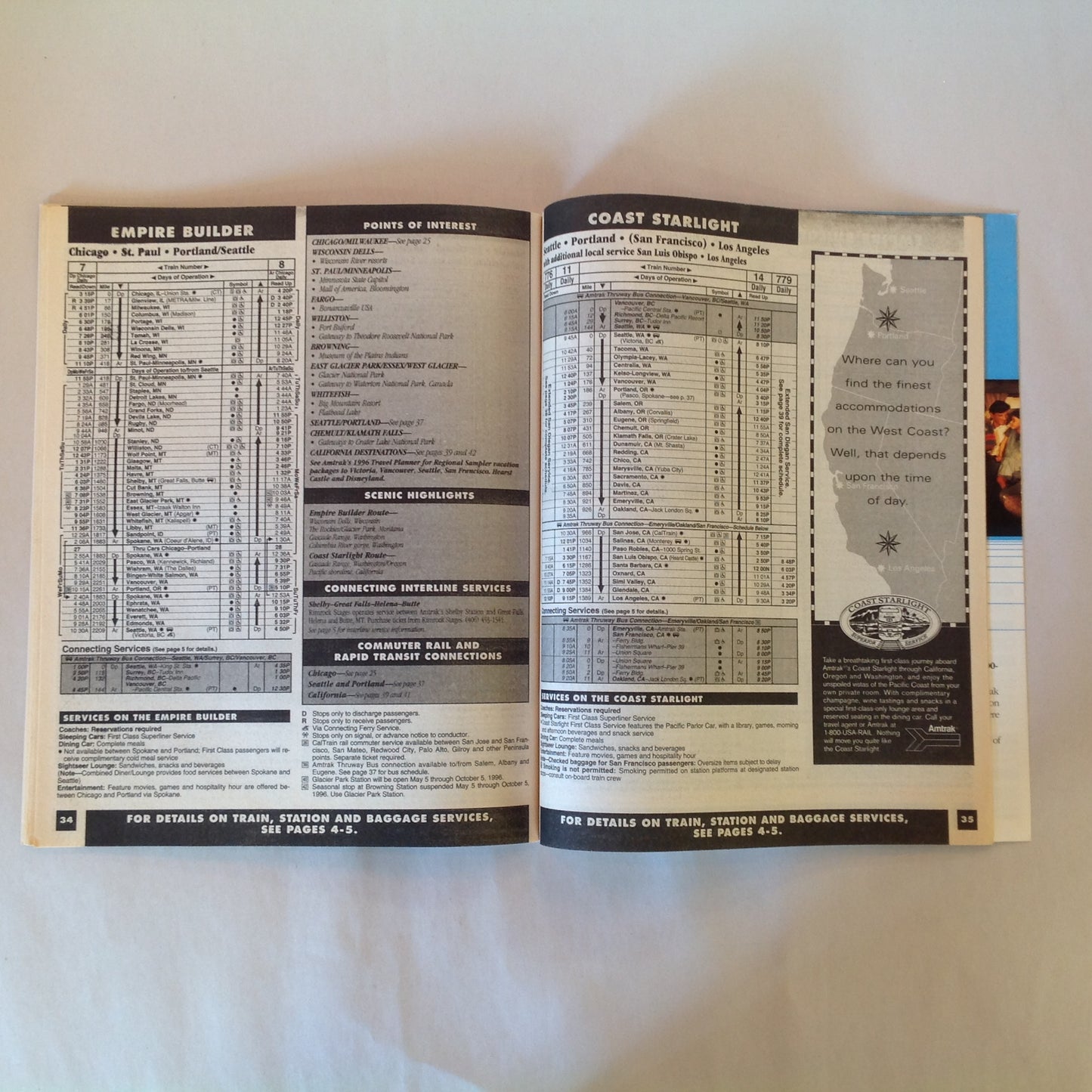 Vintage Spring/Summer 1996 Amtrak National Timetable Travel Agent Train Schedule