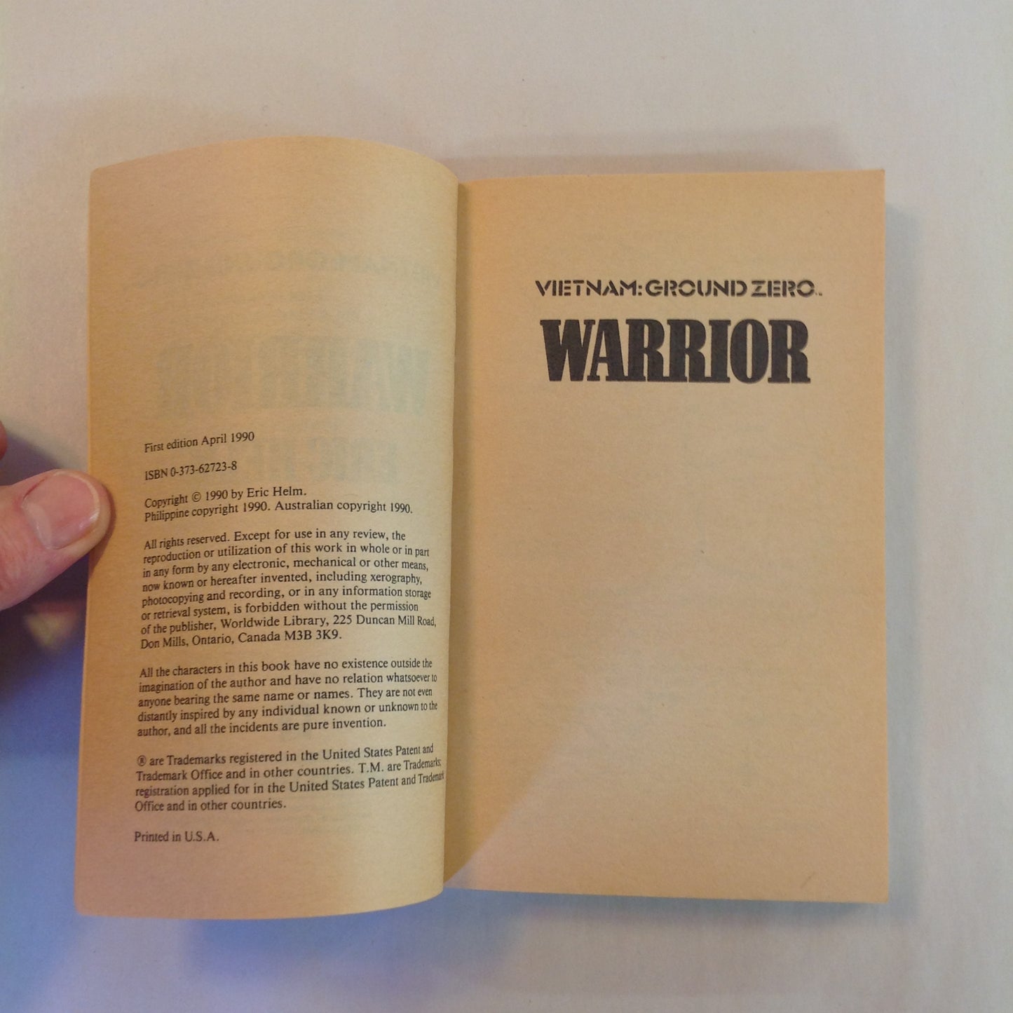 Vintage 1990 Mass Market Paperback Vietnam: Ground Zero: Warrior Eric Helm
