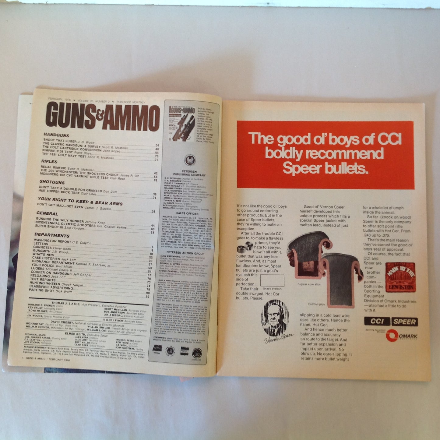 Vintage Feb 1976 Guns & Ammo Magazine Shoot That Luger Regal Rimfire Winchester .270