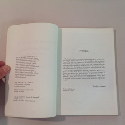 Vintage 1974 Trade Paperback The Portable Stanford: The Galactic Club: Intelligent Life in Outer Space Ronald Bracewell Illustrated First Edition