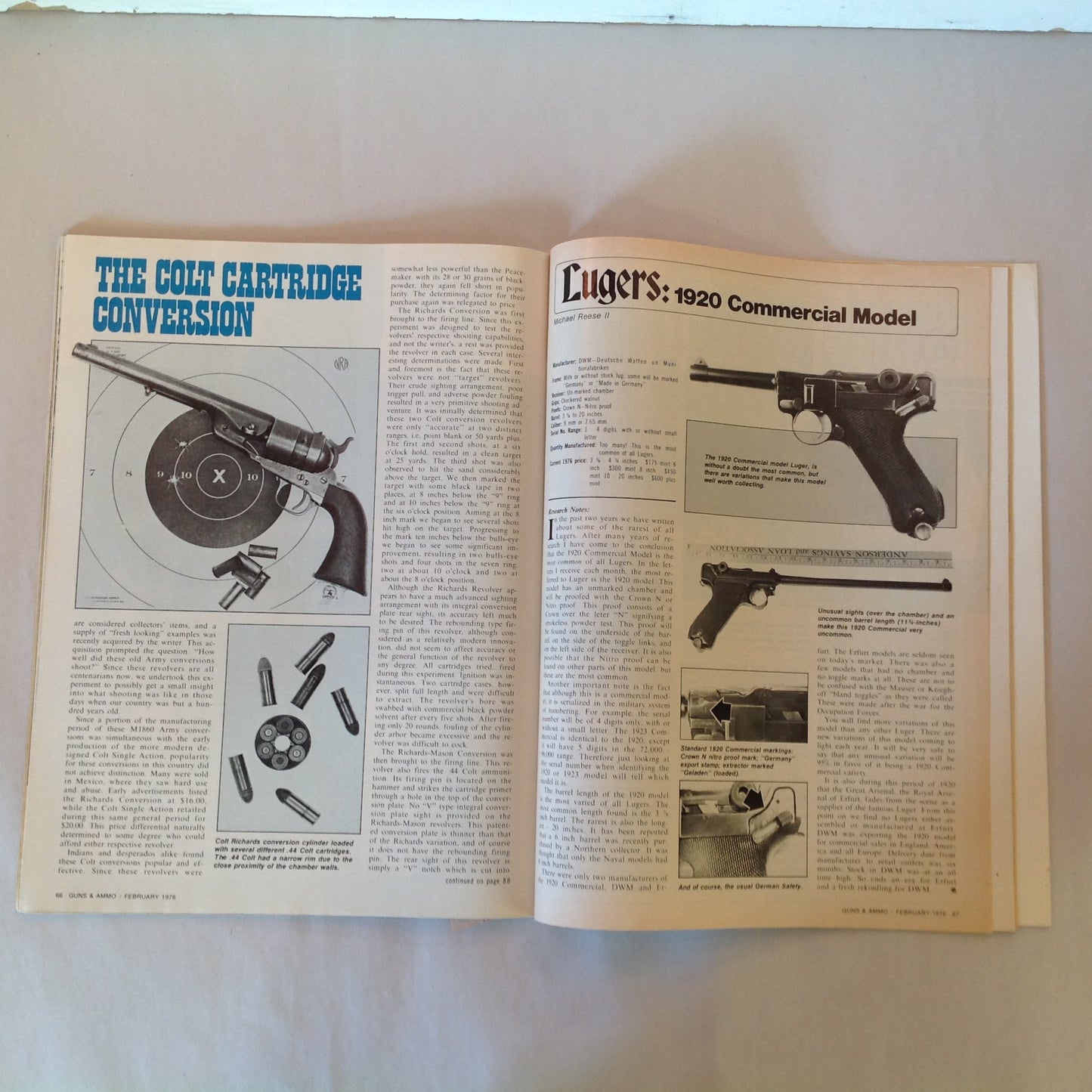 Vintage Feb 1976 Guns & Ammo Magazine Shoot That Luger Regal Rimfire Winchester .270