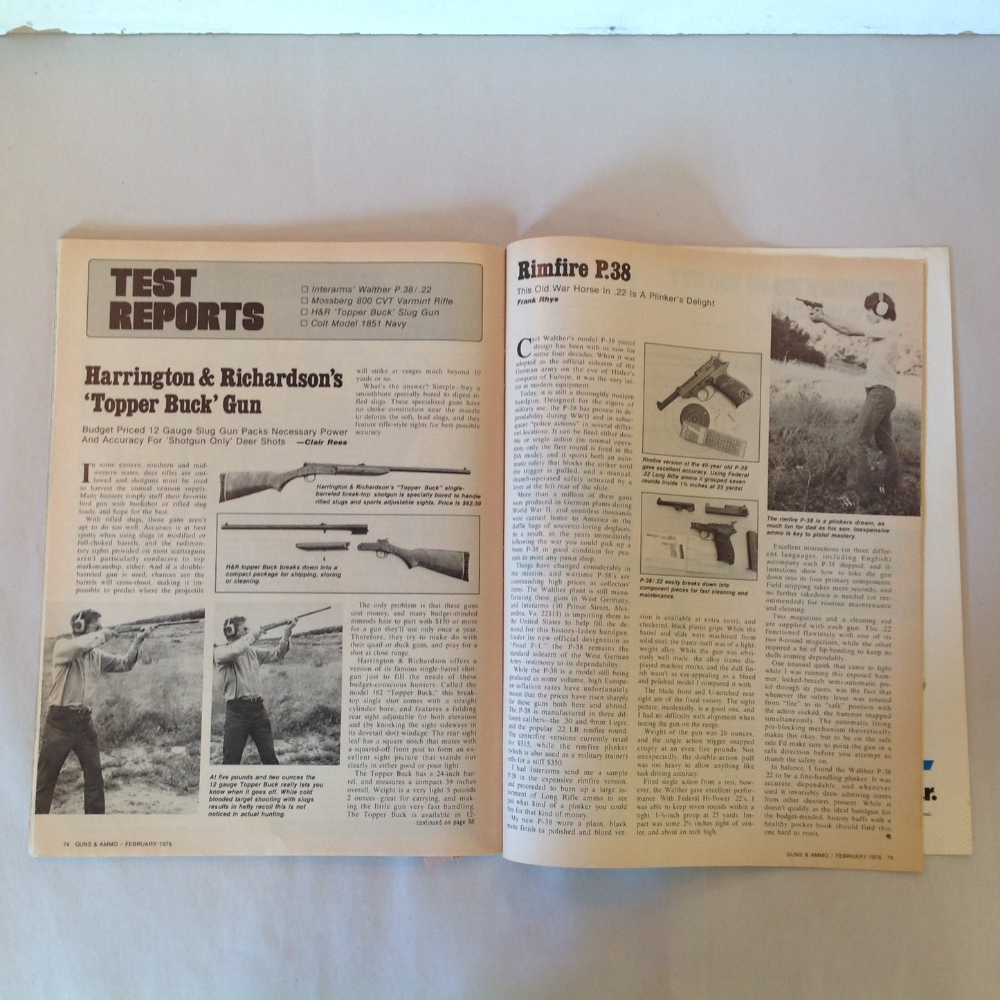 Vintage Feb 1976 Guns & Ammo Magazine Shoot That Luger Regal Rimfire Winchester .270