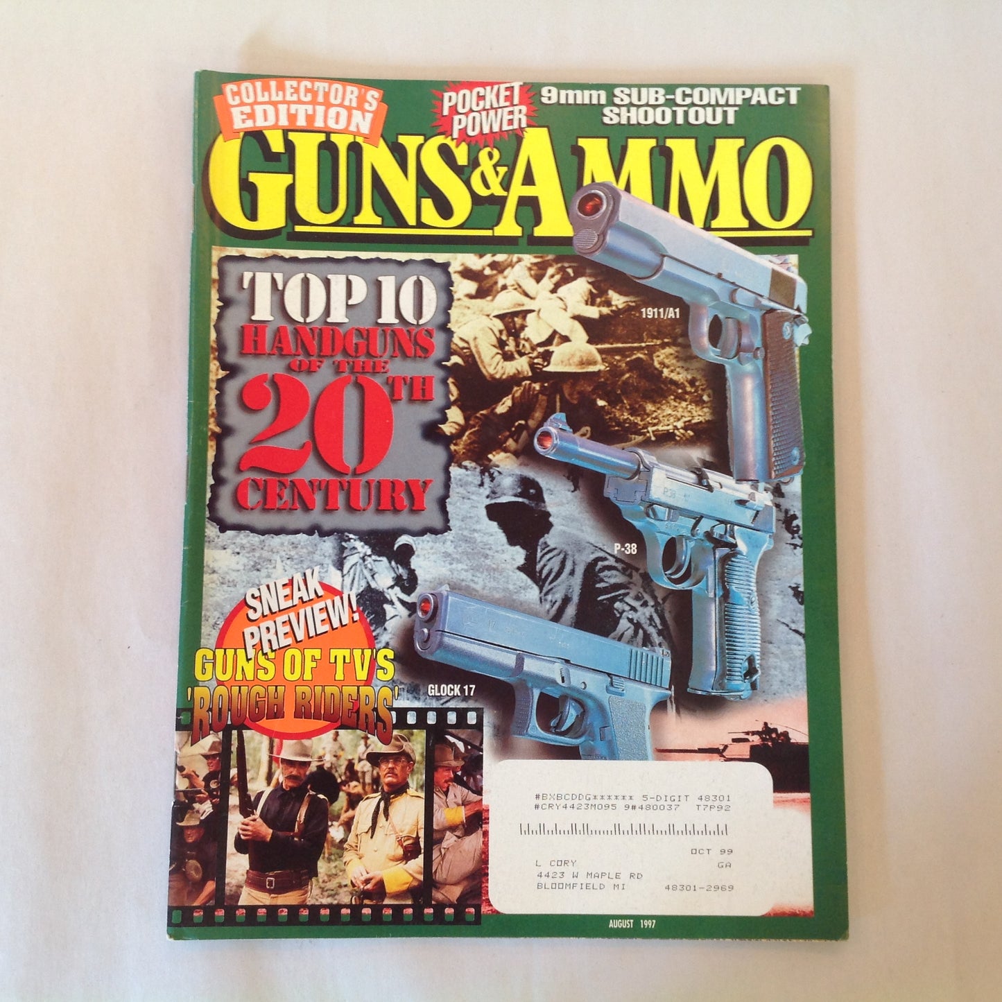 Vintage Aug 1997 Guns & Ammo Magazine Collector's Edition: Top 10 Handguns of the 20th Century
