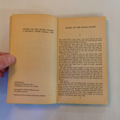 Vintage 1969 Mass Market Paperback Secret of the Black Planet Milton Lesser