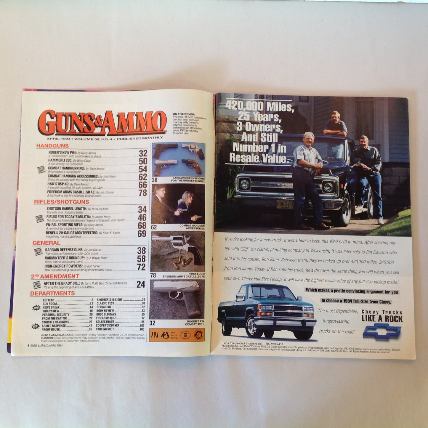 Vintage Apr 1994 Guns & Ammo Magazine Special Bargain Defense Guns What Makes A Marksman?