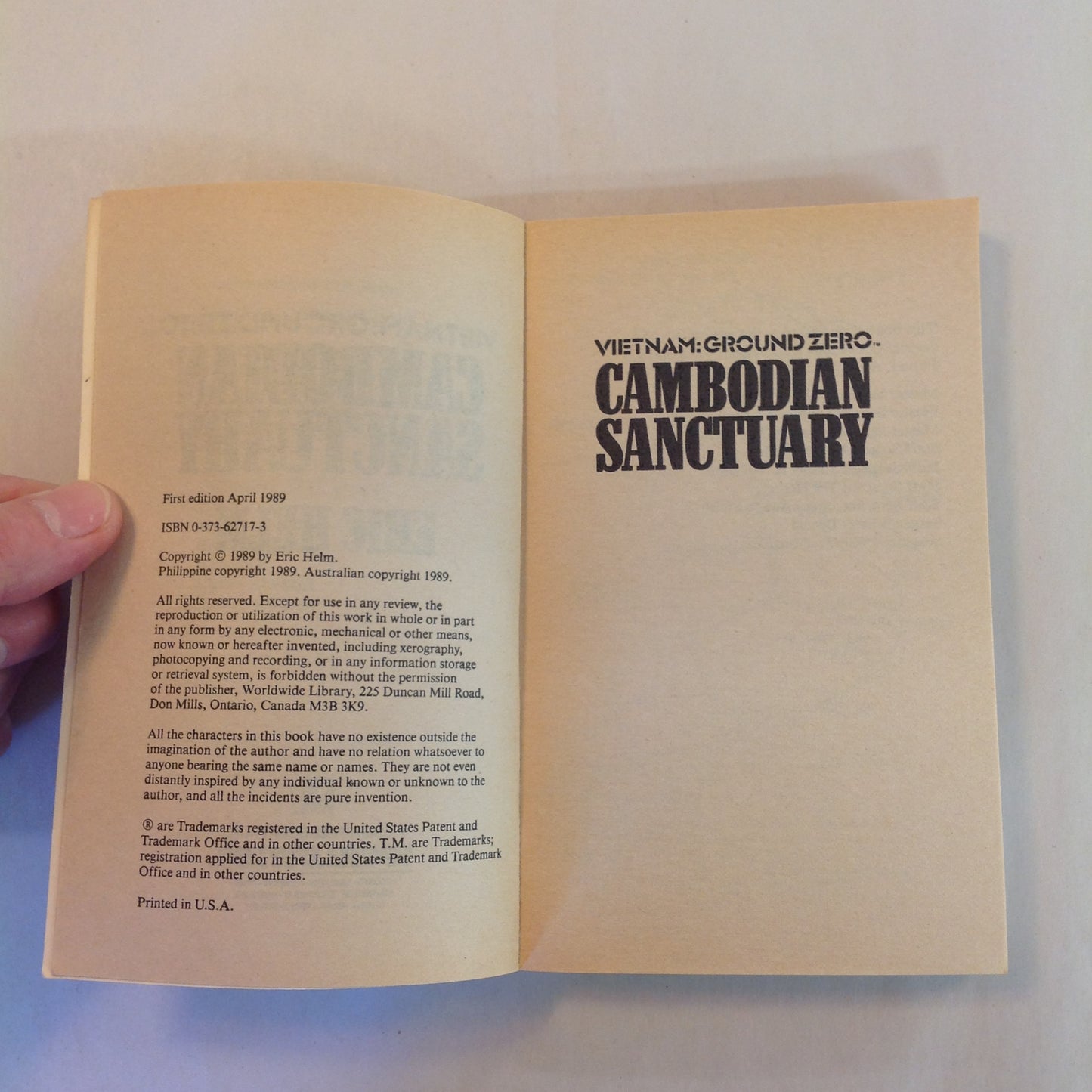 Vintage 1989 Mass Market Paperback Vietnam: Ground Zero: Cambodian Sanctuary Eric Helm