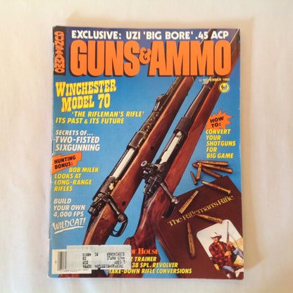 Vintage Nov 1985 Guns & Ammo Magazine Winchester Model 70 Two-Fisted Sixgunning Uzi Convert Shotguns