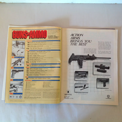 Vintage Nov 1985 Guns & Ammo Magazine Winchester Model 70 Two-Fisted Sixgunning Uzi Convert Shotguns