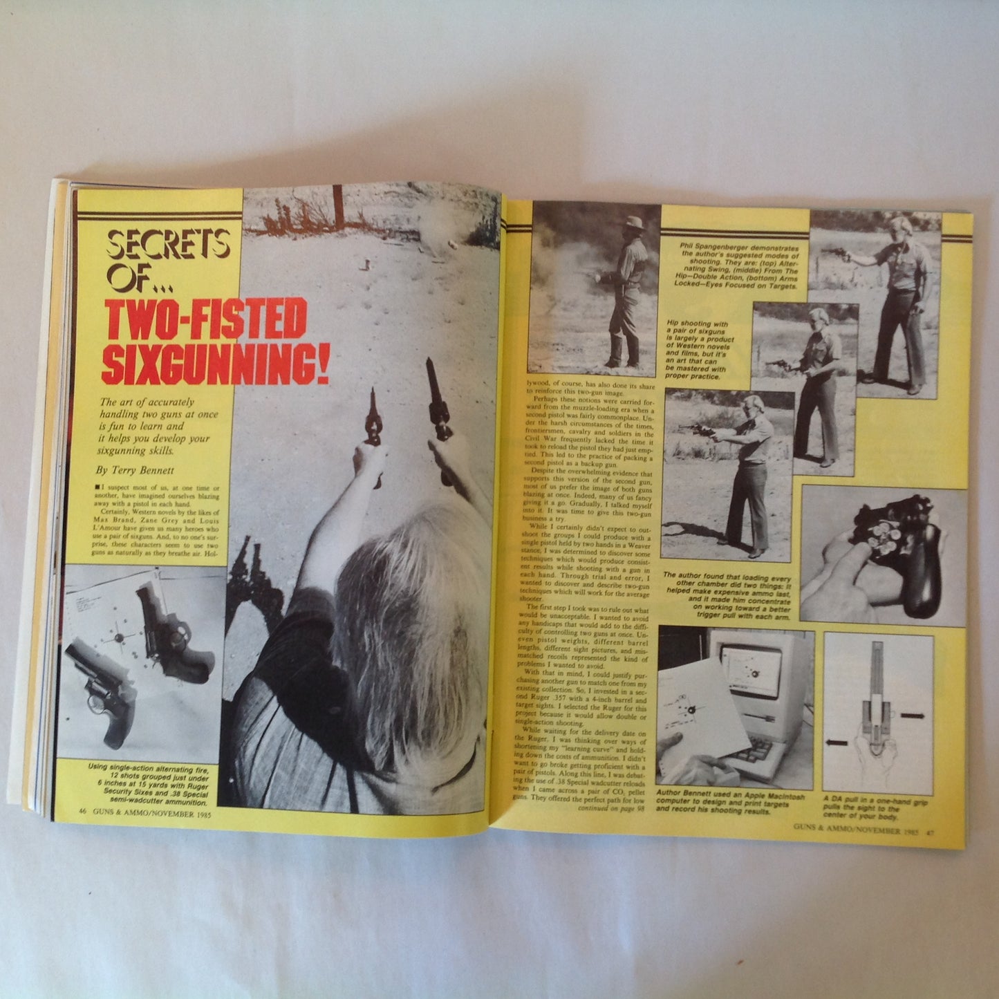 Vintage Nov 1985 Guns & Ammo Magazine Winchester Model 70 Two-Fisted Sixgunning Uzi Convert Shotguns