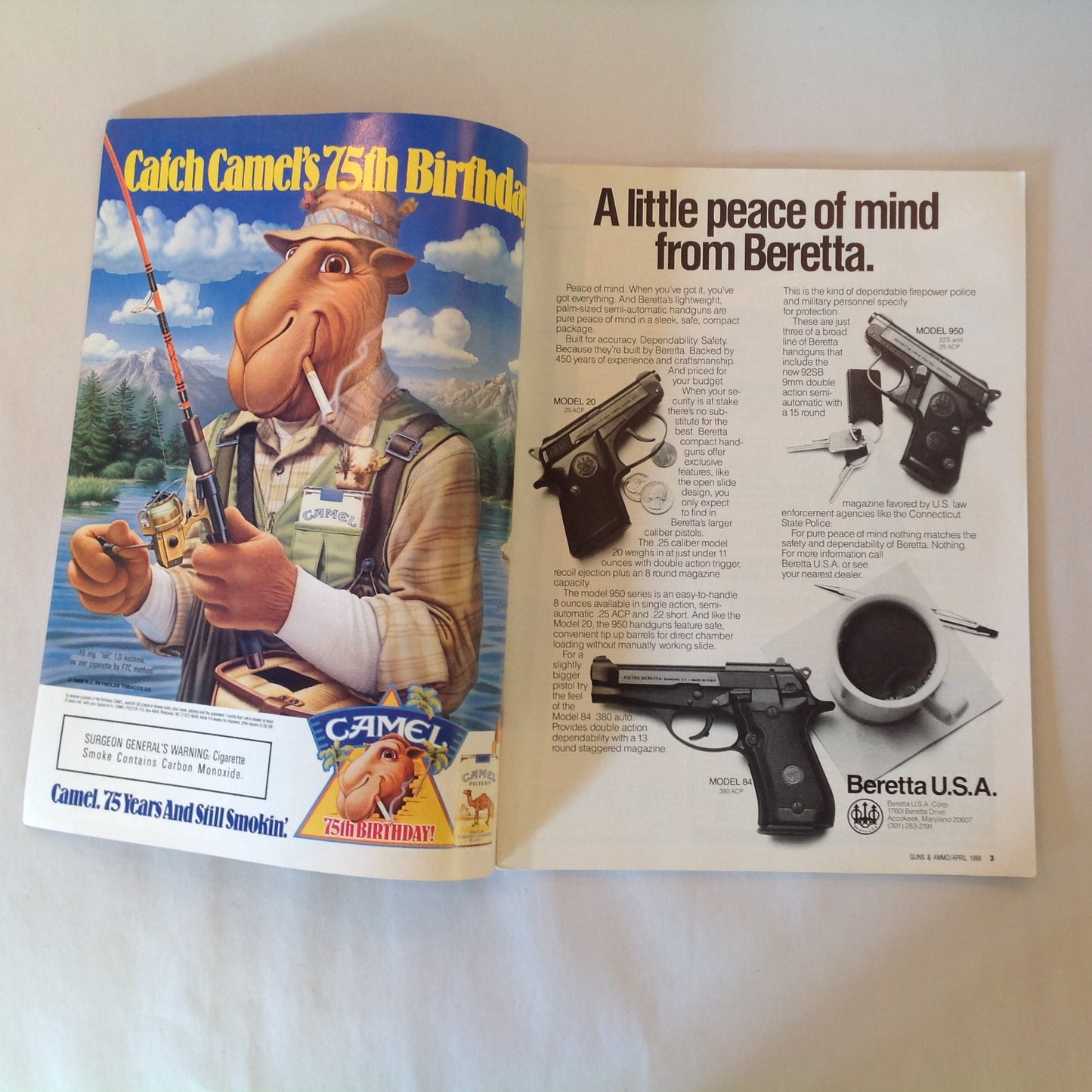 Vintage Apr 1988 Guns & Ammo Magazine 9mm Vs .38 Magnum Pistol Carbines Schuetzenfest Crocodile