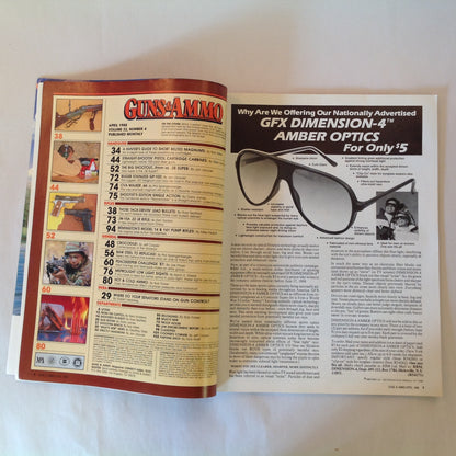 Vintage Apr 1988 Guns & Ammo Magazine 9mm Vs .38 Magnum Pistol Carbines Schuetzenfest Crocodile
