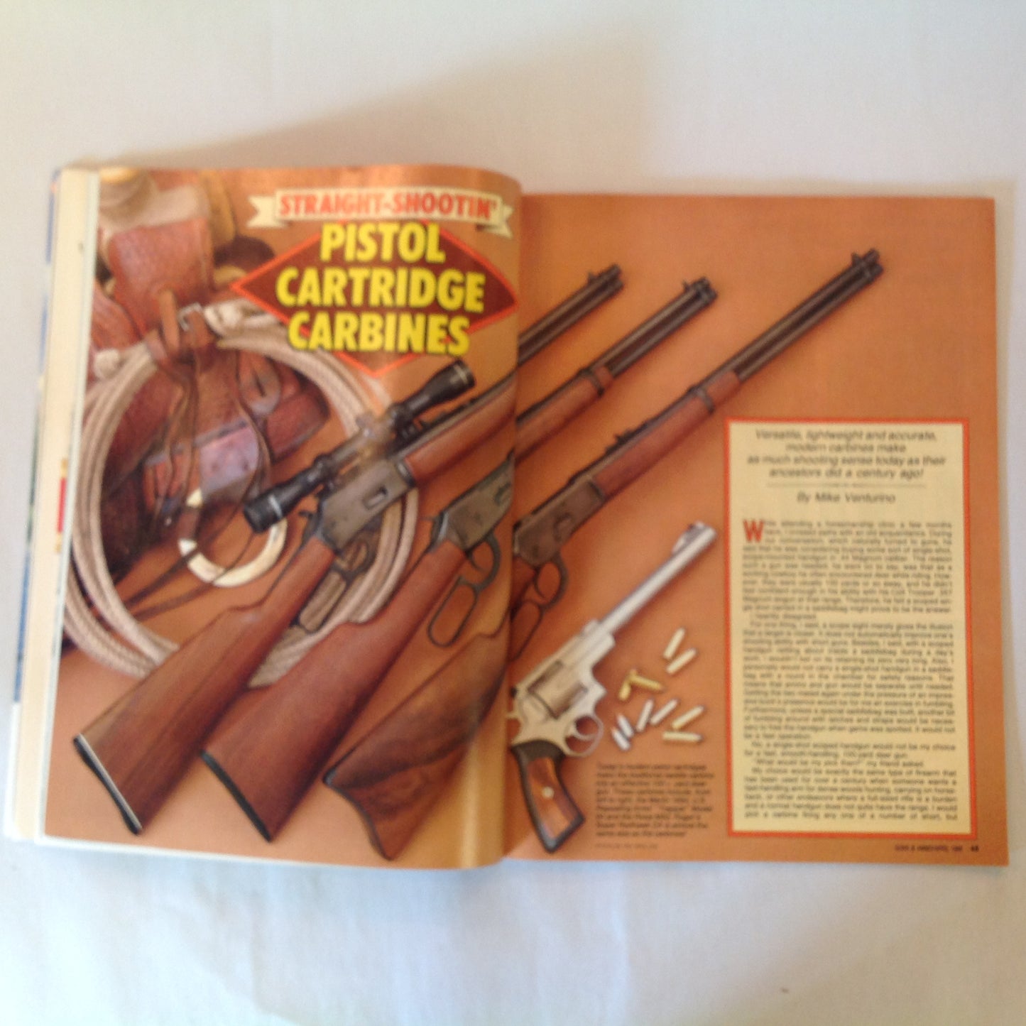 Vintage Apr 1988 Guns & Ammo Magazine 9mm Vs .38 Magnum Pistol Carbines Schuetzenfest Crocodile