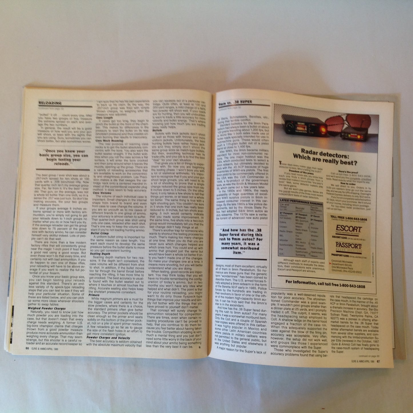 Vintage Apr 1988 Guns & Ammo Magazine 9mm Vs .38 Magnum Pistol Carbines Schuetzenfest Crocodile