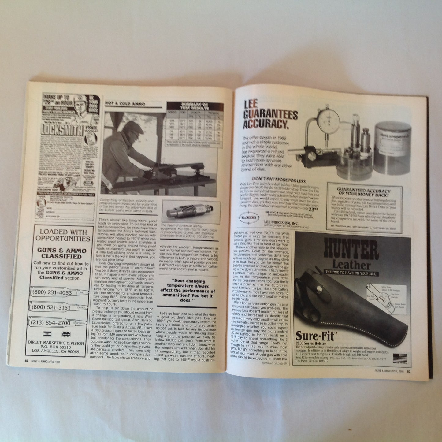Vintage Apr 1988 Guns & Ammo Magazine 9mm Vs .38 Magnum Pistol Carbines Schuetzenfest Crocodile