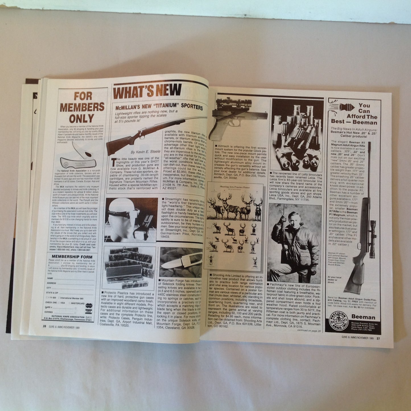 Vintage Nov 1989 Guns & Ammo Magazine Berretta Potent Pocket Duo .45 Vs 10mm .22 Rimfire Rifle Roundup