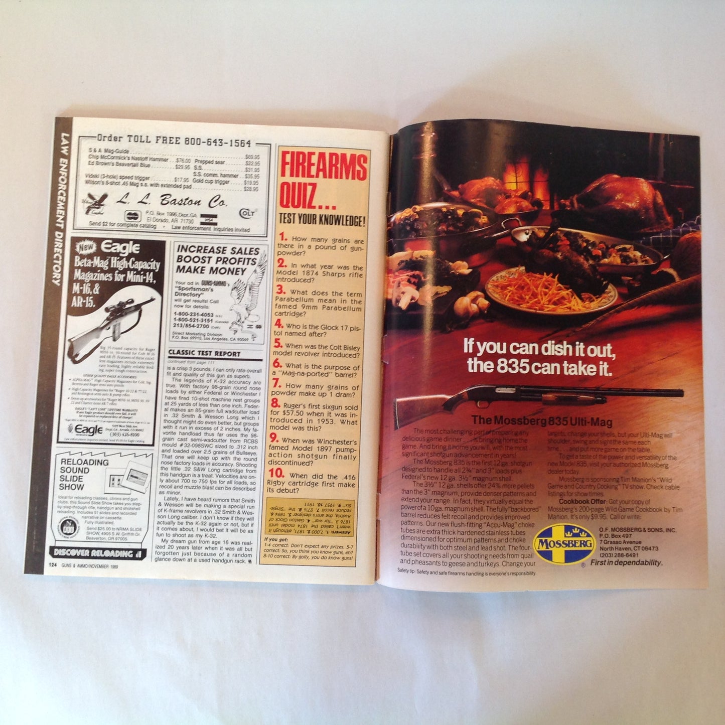 Vintage Nov 1989 Guns & Ammo Magazine Berretta Potent Pocket Duo .45 Vs 10mm .22 Rimfire Rifle Roundup