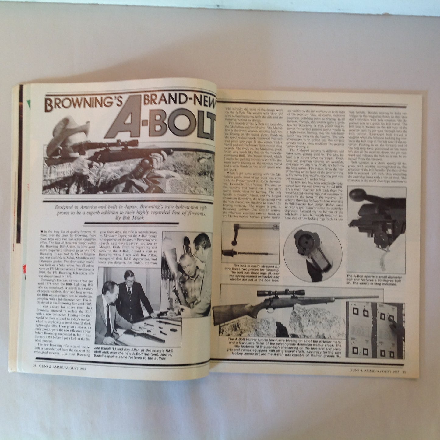 Vintage Aug 1985 Guns & Ammo Magazine Browning's Accurate A-Bolt Beretta 9mm Auto Pistol Single Shot Rifle Roundup
