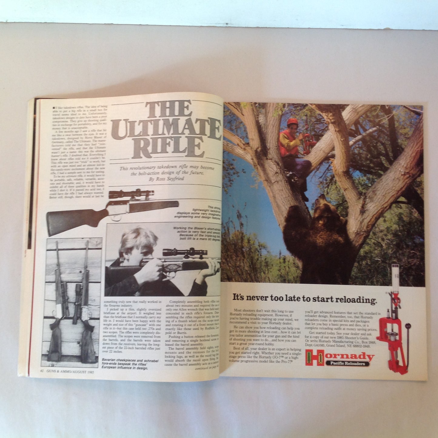 Vintage Aug 1985 Guns & Ammo Magazine Browning's Accurate A-Bolt Beretta 9mm Auto Pistol Single Shot Rifle Roundup