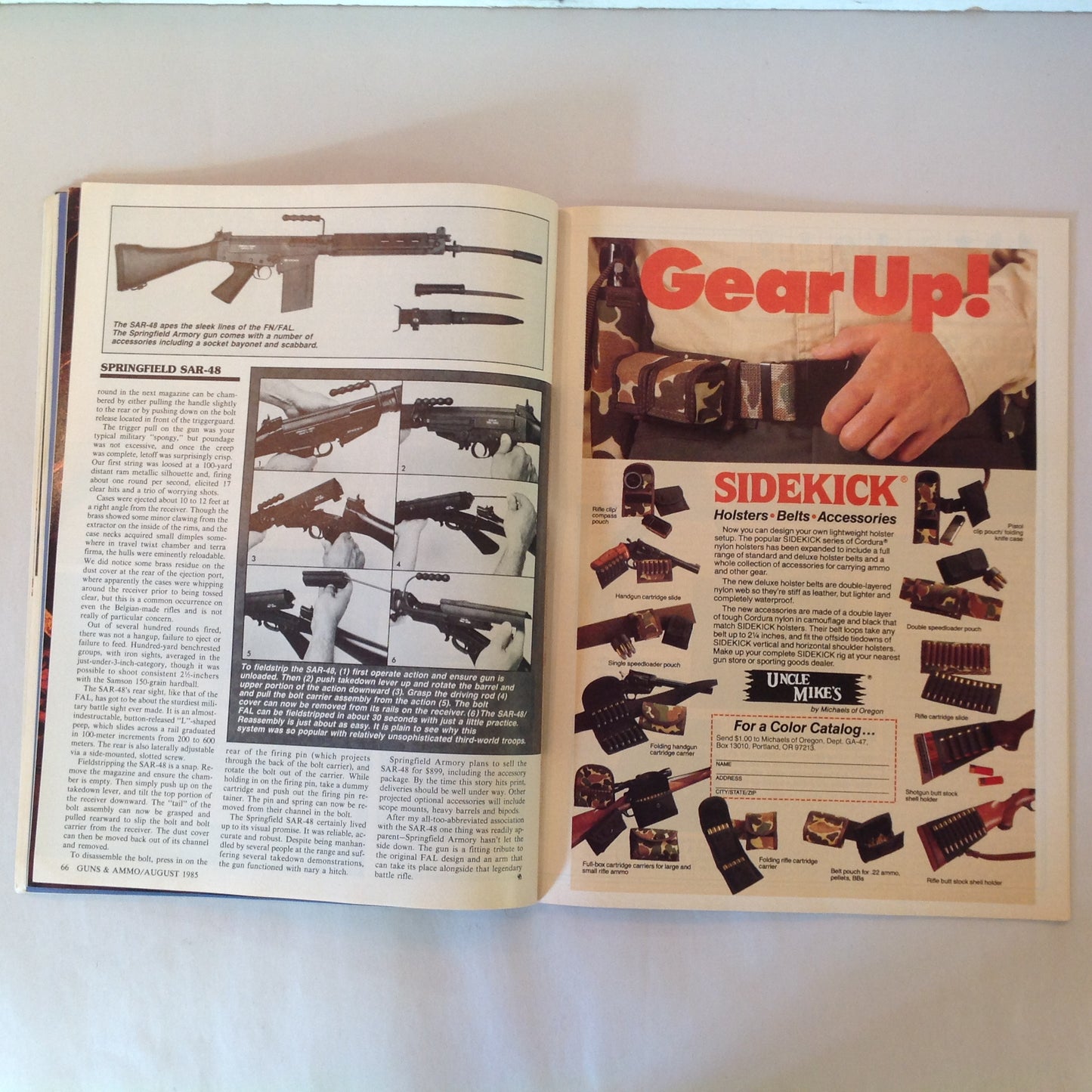 Vintage Aug 1985 Guns & Ammo Magazine Browning's Accurate A-Bolt Beretta 9mm Auto Pistol Single Shot Rifle Roundup