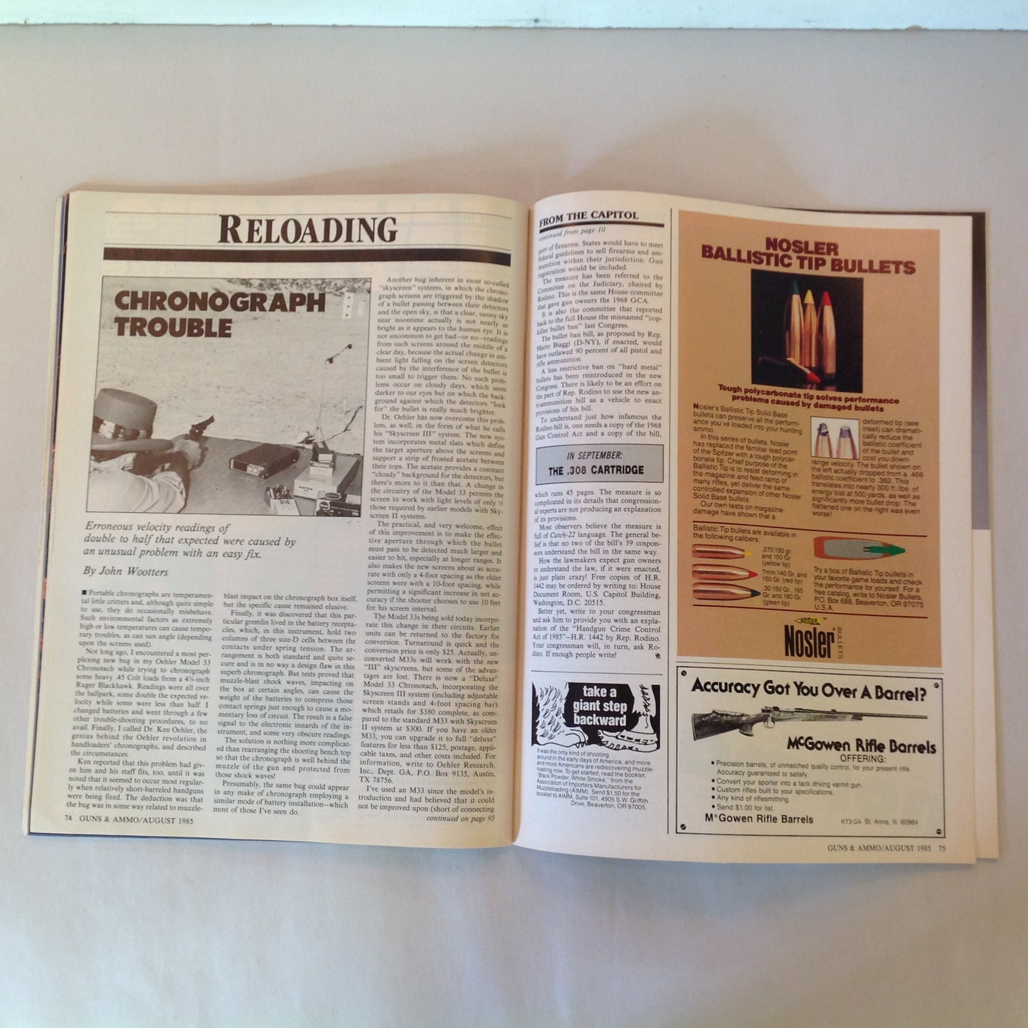 Vintage Aug 1985 Guns & Ammo Magazine Browning's Accurate A-Bolt Beretta 9mm Auto Pistol Single Shot Rifle Roundup