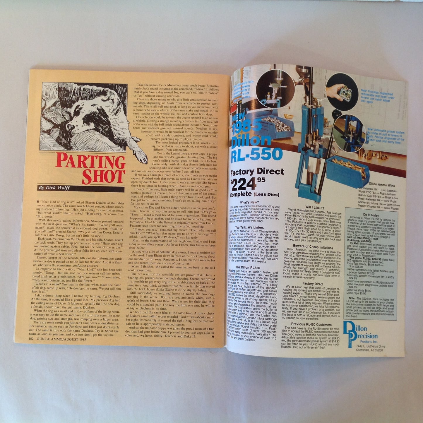 Vintage Aug 1985 Guns & Ammo Magazine Browning's Accurate A-Bolt Beretta 9mm Auto Pistol Single Shot Rifle Roundup