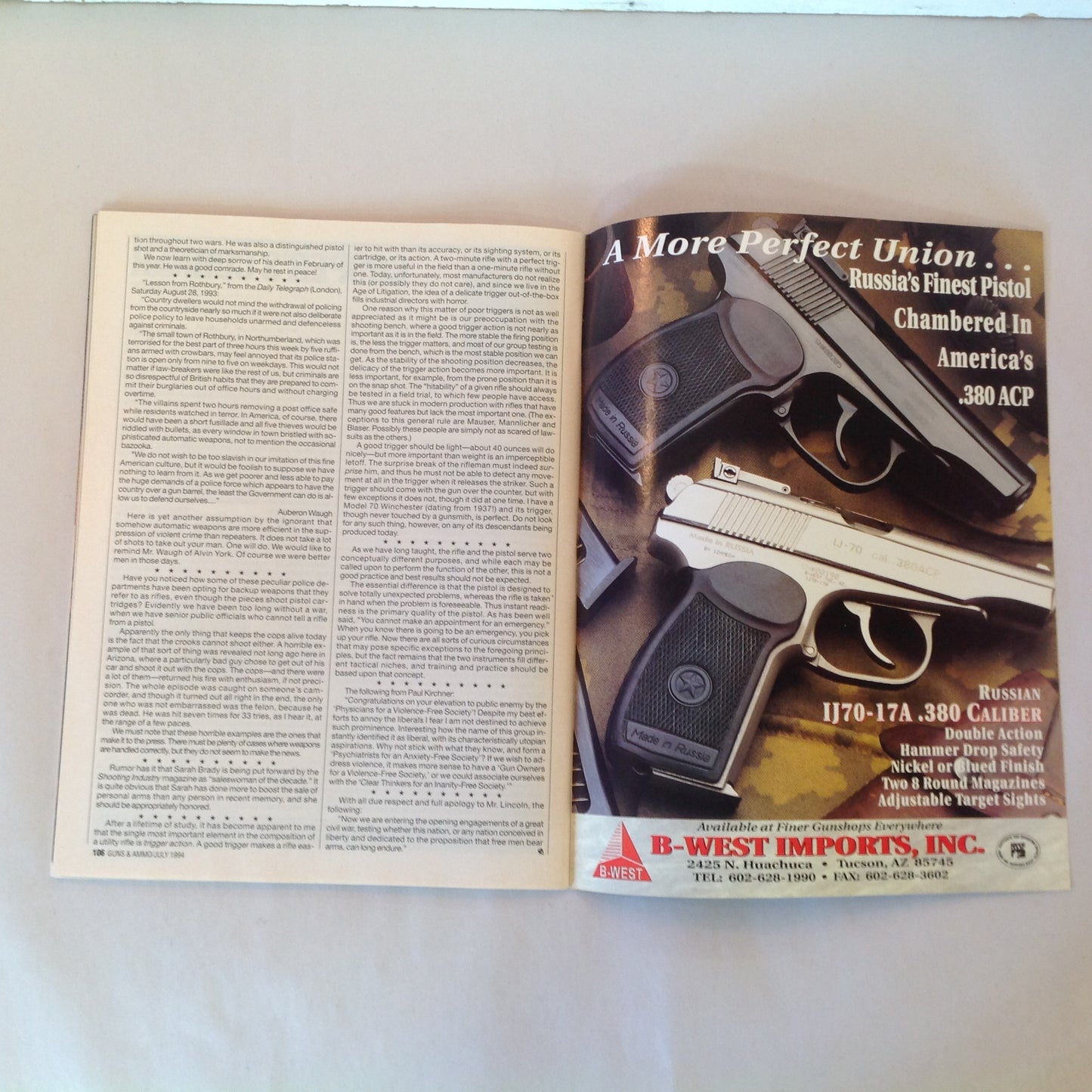 Vintage Jul 1994 Guns & Ammo Magazine Handgun Control Inc Exposed!