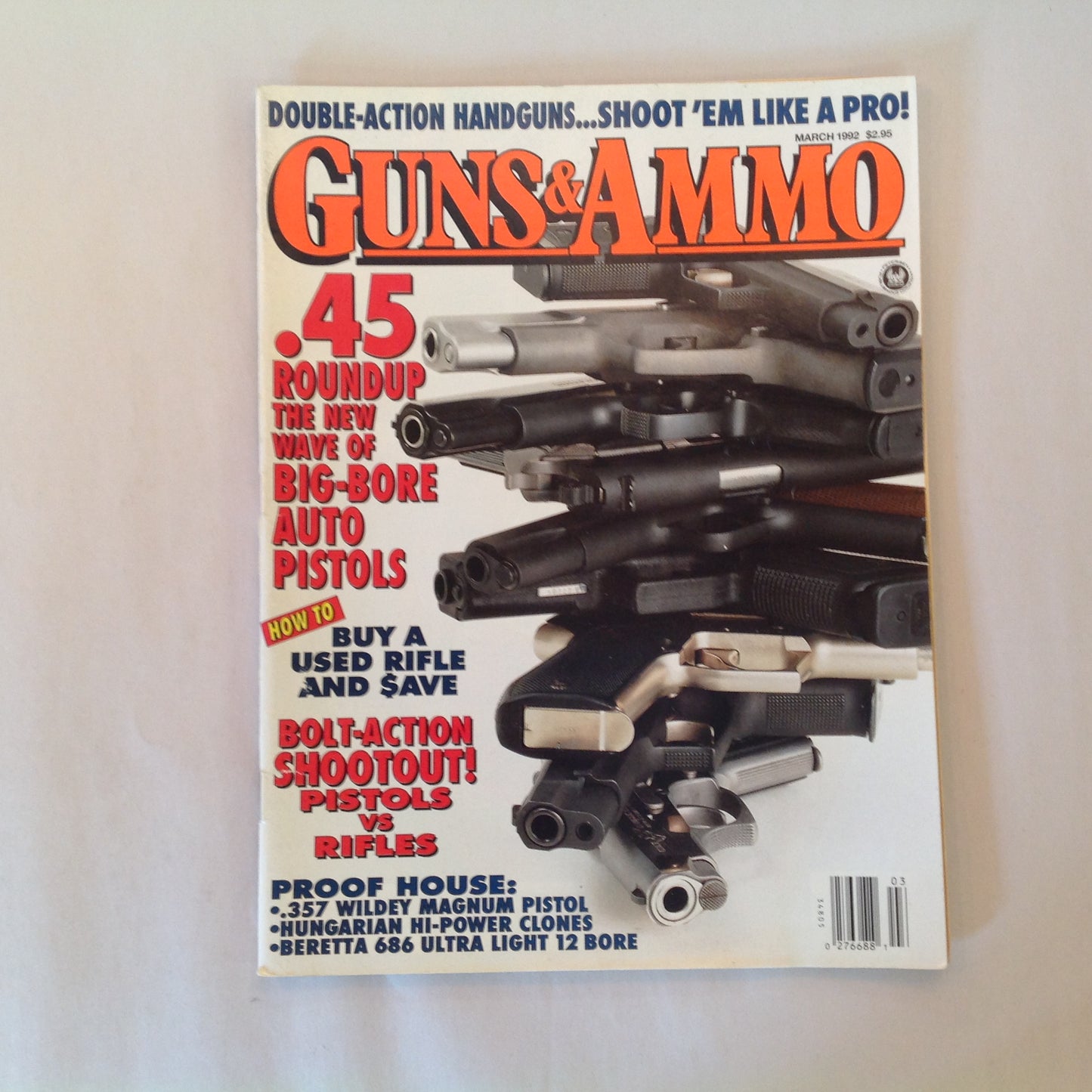 Vintage Mar 1992 Guns & Ammo Magazine .45 Roundip Used Rifles Bolt-Action Shootout