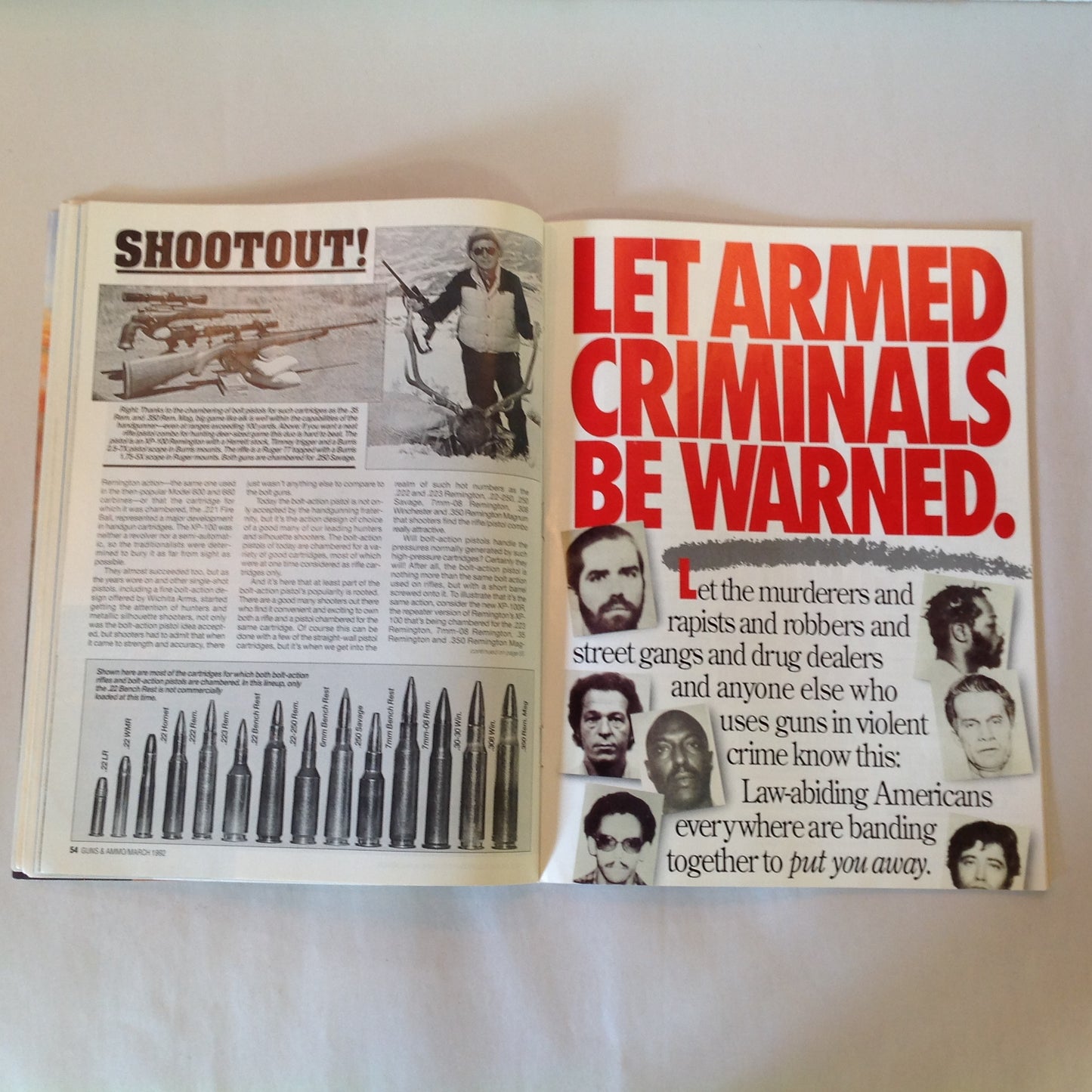 Vintage Mar 1992 Guns & Ammo Magazine .45 Roundip Used Rifles Bolt-Action Shootout