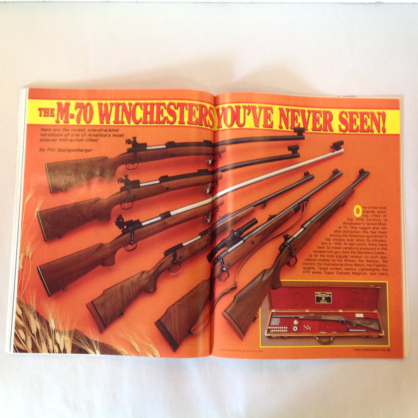 Vintage Mar 1992 Guns & Ammo Magazine .45 Roundip Used Rifles Bolt-Action Shootout
