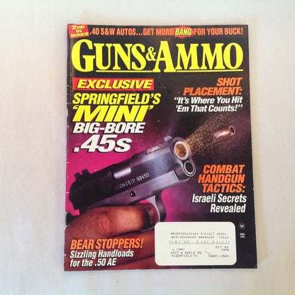 Vintage Apr 1996 Guns & Ammo Magazine Springfield's Mini Big Bore .45s Shot Placement Bear Stoppers Israeli Secrets
