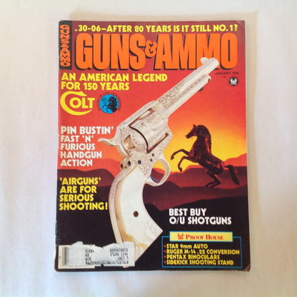 Vintage Jan 1986 Guns & Ammo Magazine Colt An American Legend for 150 Years Airguns O/U Shotguns