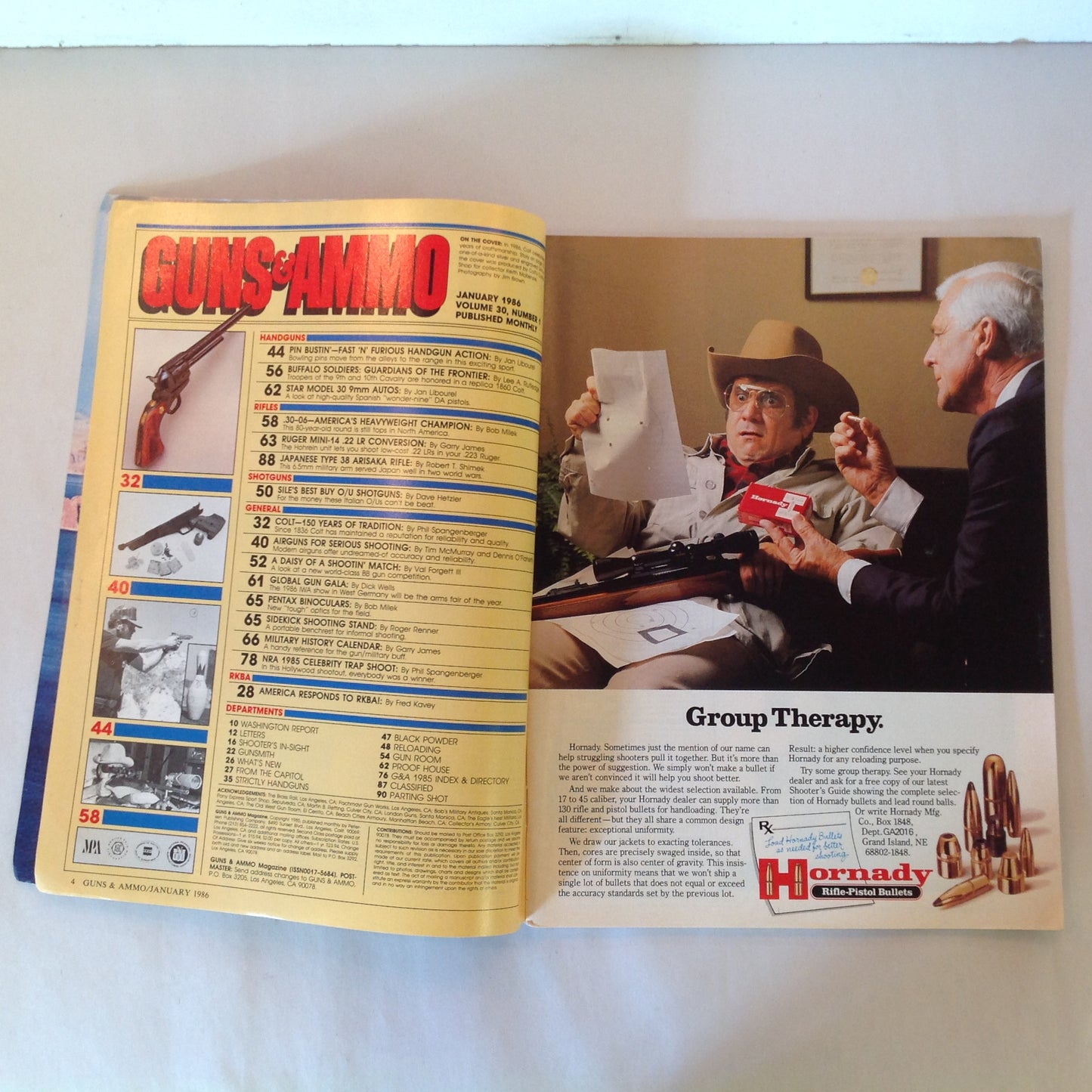 Vintage Jan 1986 Guns & Ammo Magazine Colt An American Legend for 150 Years Airguns O/U Shotguns