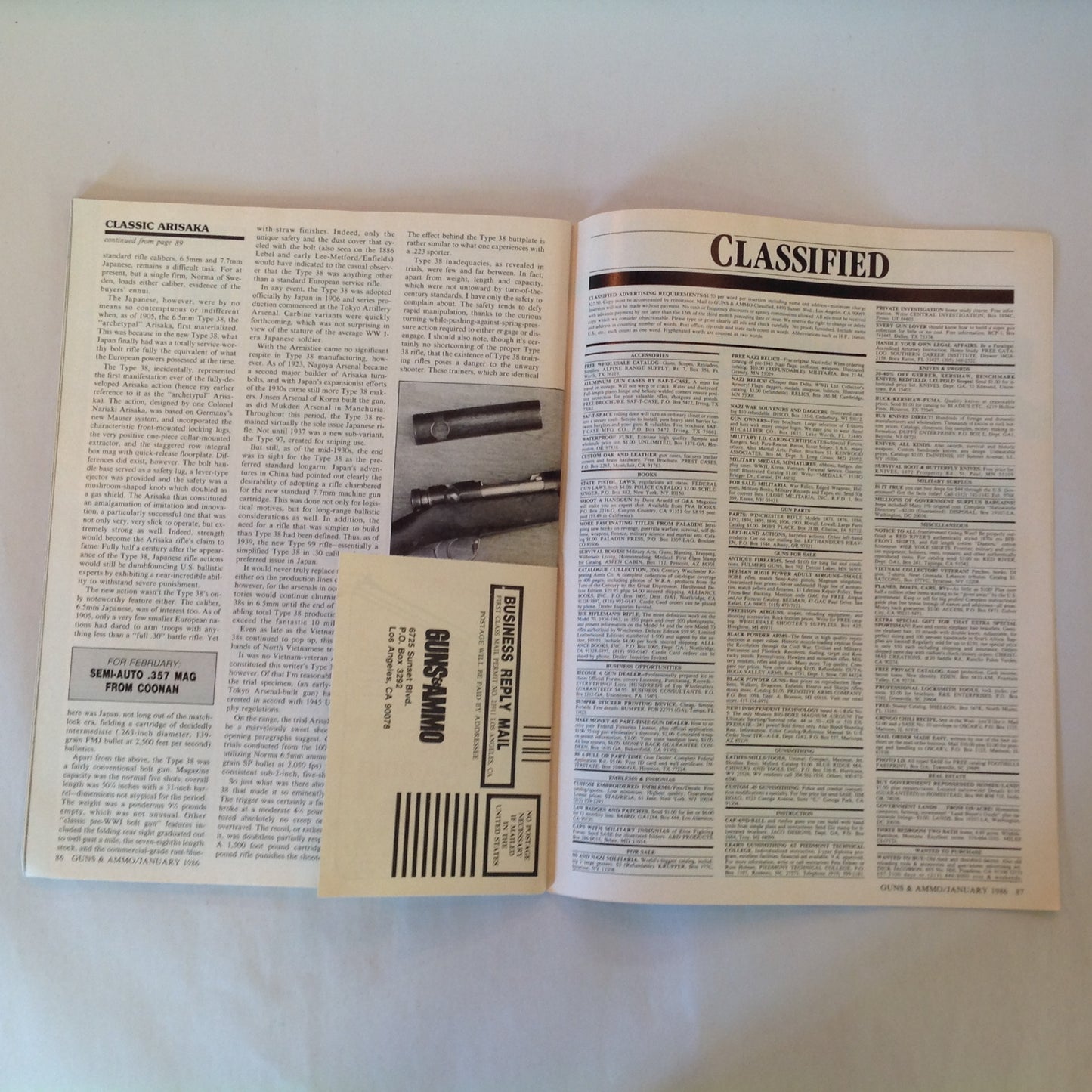 Vintage Jan 1986 Guns & Ammo Magazine Colt An American Legend for 150 Years Airguns O/U Shotguns