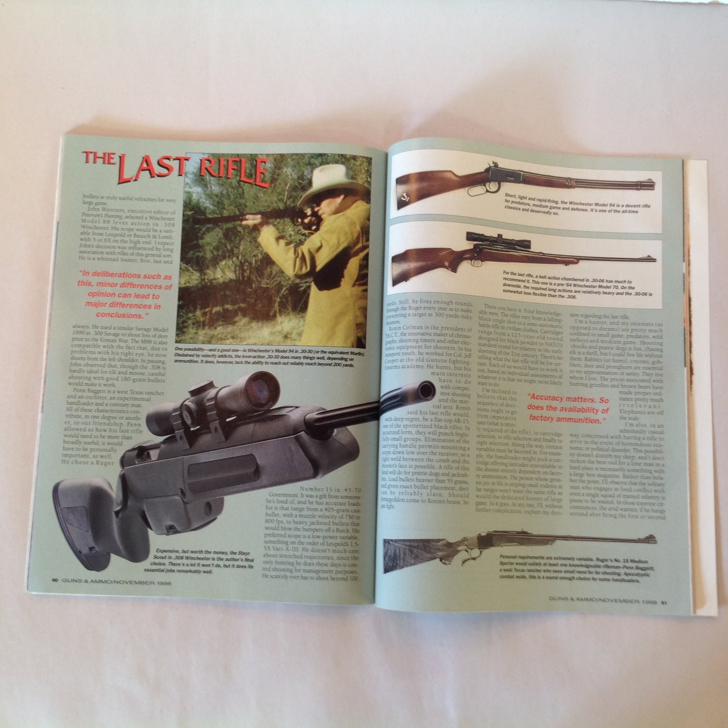 Vintage Nov 1998 Guns & Ammo Magazine World's Hottest Pistol Round Skelton's Border Genius Exposed Carry Guns