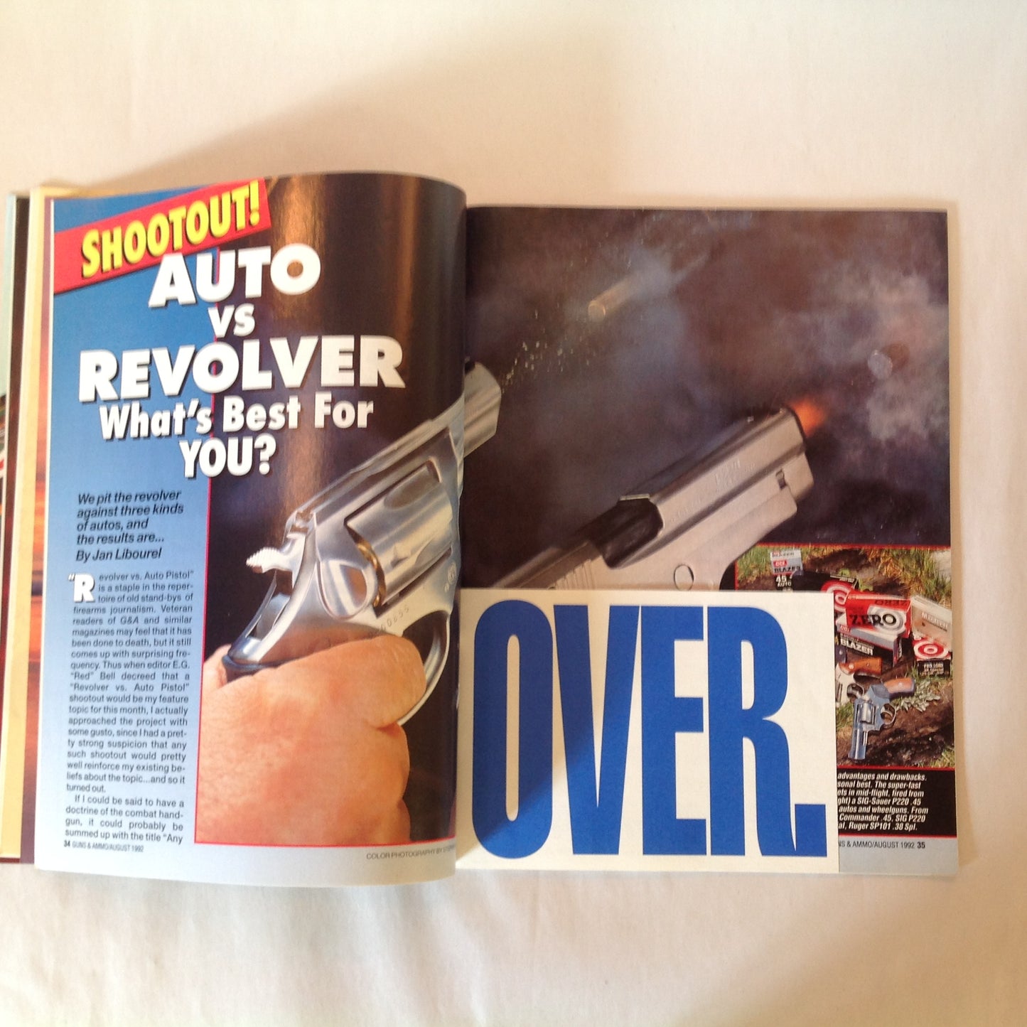 Vintage Aug 1992 Guns & Ammo Magazine Auto Vs Revolver Gun Prices Then & Now High-Tech Rifle Bullets