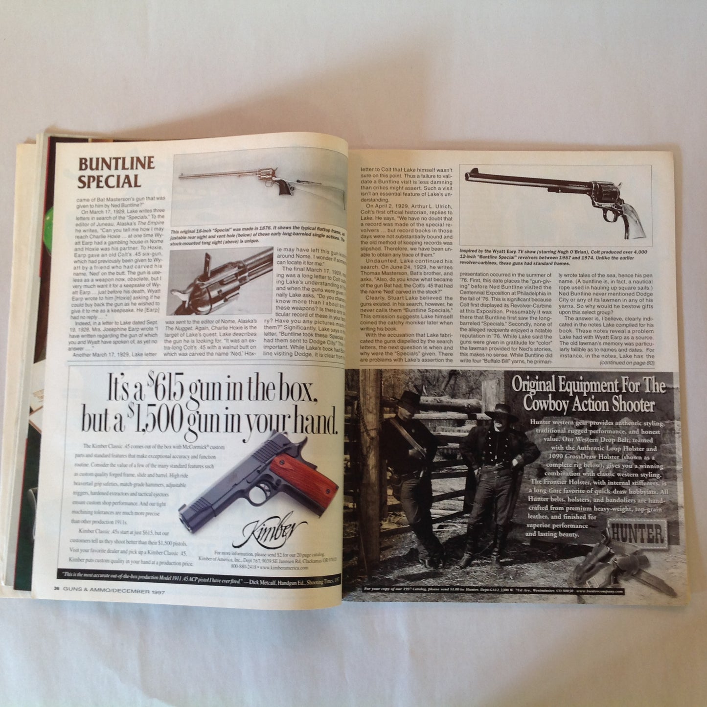 Vintage Dec 1997 Guns & Ammo Magazine World's Fastest Bolt Action CZ Goes .45 New Guns Wyatt Earp's Buntline Special