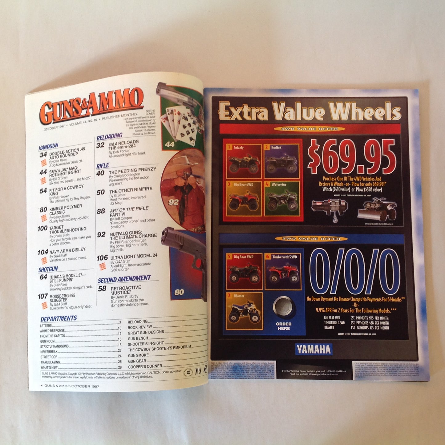 Vintage Oct 1997 Guns & Ammo Magazine S&W 8-Shot .357 Mag Kimber Classic Polymer .45 Shooter's Jury