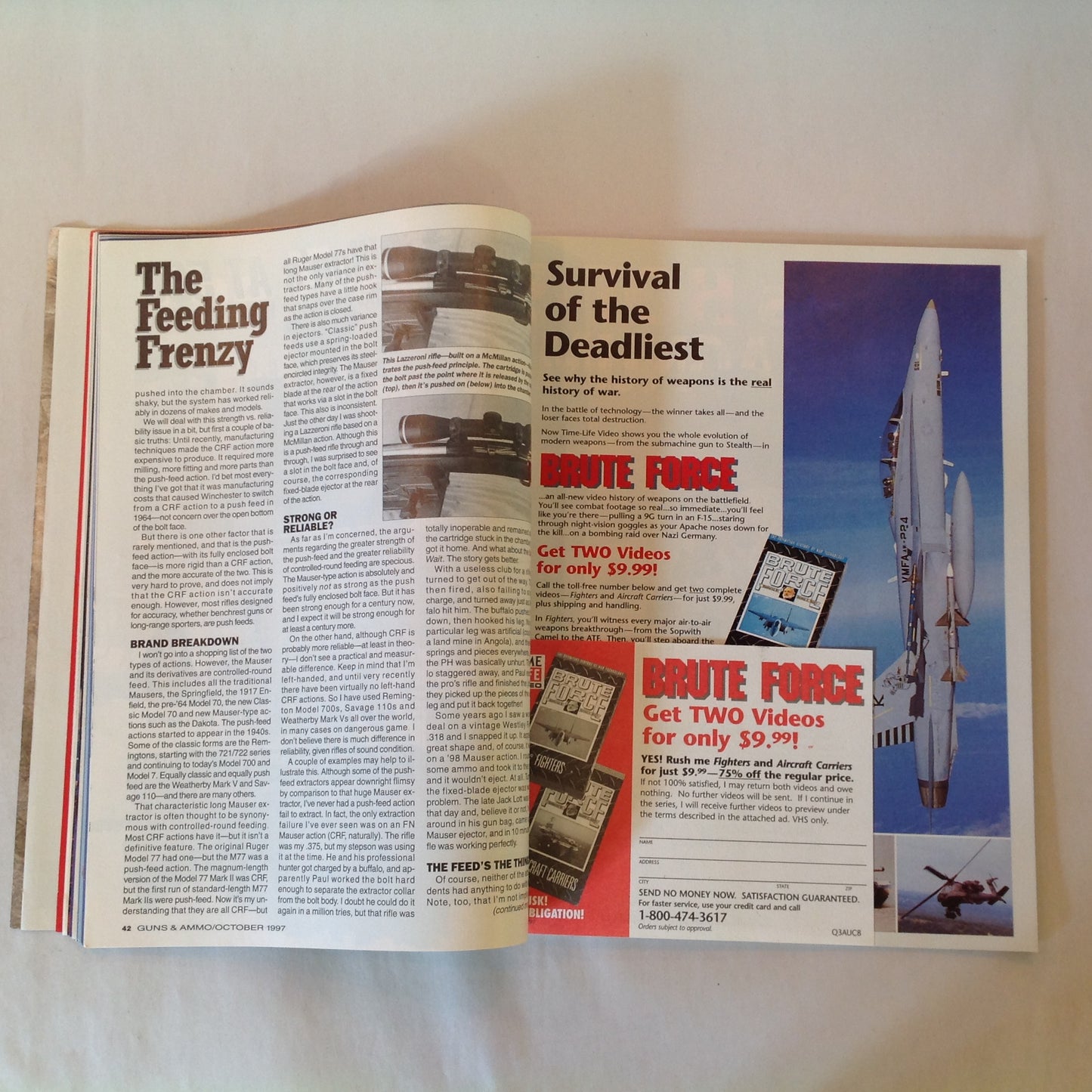 Vintage Oct 1997 Guns & Ammo Magazine S&W 8-Shot .357 Mag Kimber Classic Polymer .45 Shooter's Jury