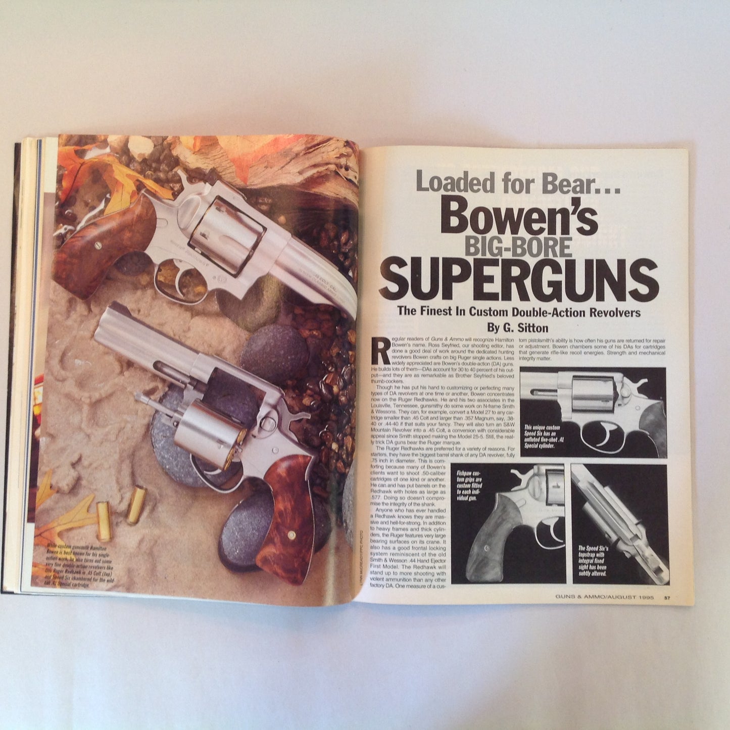 Vintage Aug 1995  Guns & Ammo Magazine Top 10 Defense Handguns Gov't Model First Look 7-Shot .357 Mag Revolver