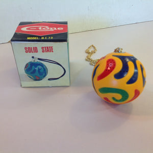 Vintage Solid State C-Tone Model H.I. 73 High Quality Unbreakable Micro Radio Yellow Globe w/Chain and Box Hong Kong