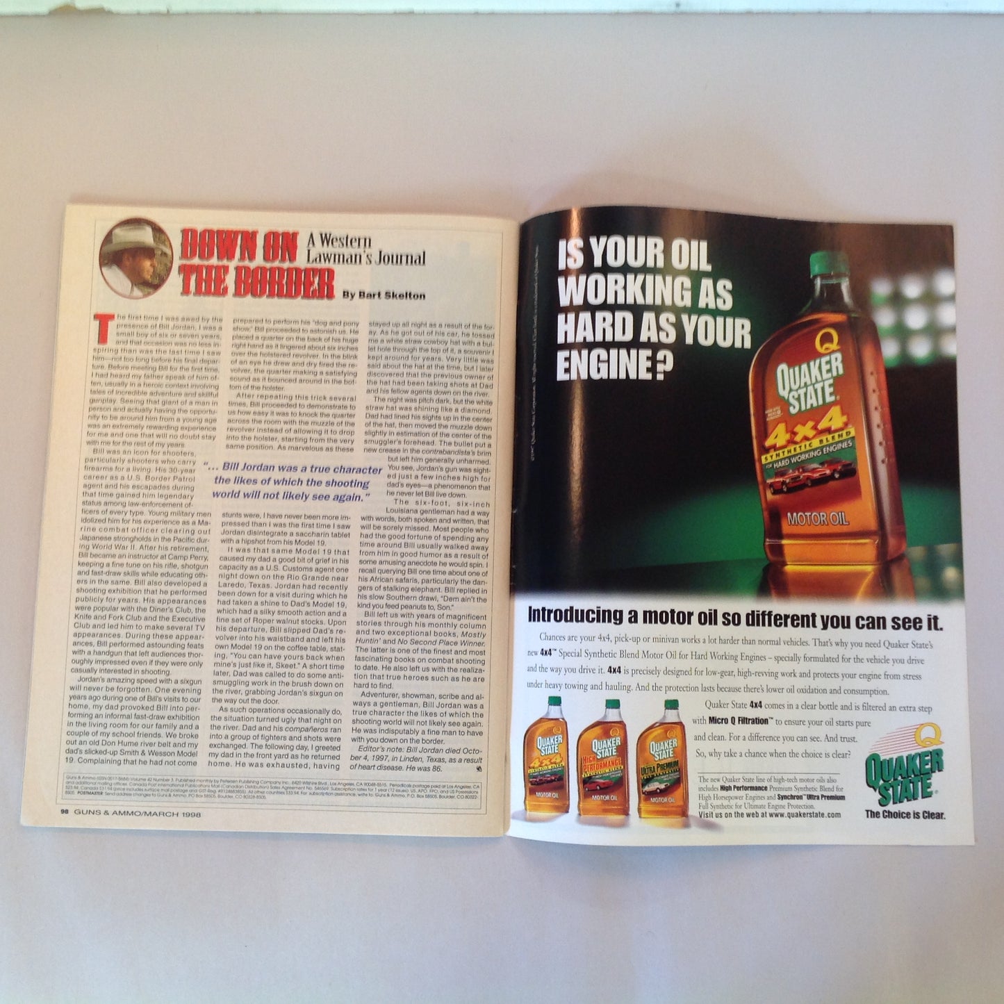 Vintage Mar 1998 Guns & Ammo Magazine Field Tests Raging Bull DA Revolver .45 ACP Luger Magnum Revolver Buyer's Guide