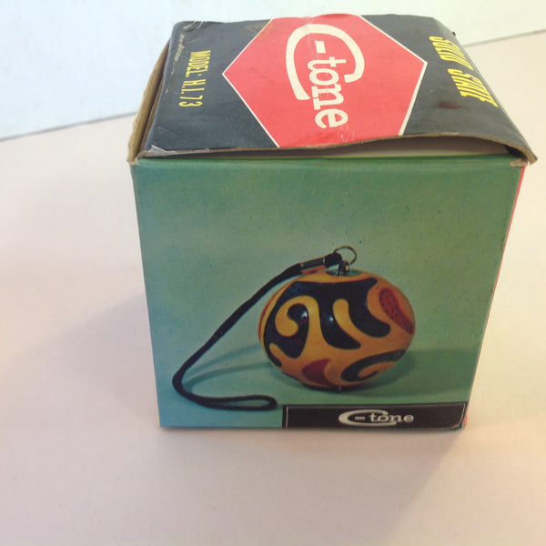 Vintage Solid State C-Tone Model H.I. 73 High Quality Unbreakable Micro Radio Yellow Globe w/Chain and Box Hong Kong