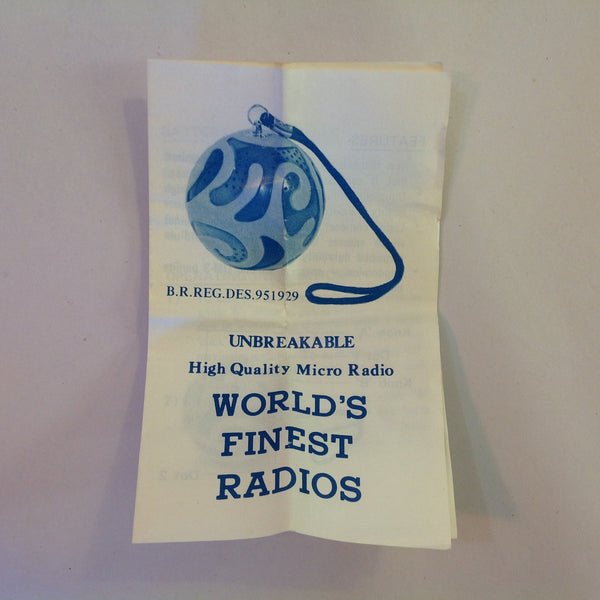 Vintage Solid State C-Tone Model H.I. 73 High Quality Unbreakable Micro Radio Yellow Globe w/Chain and Box Hong Kong